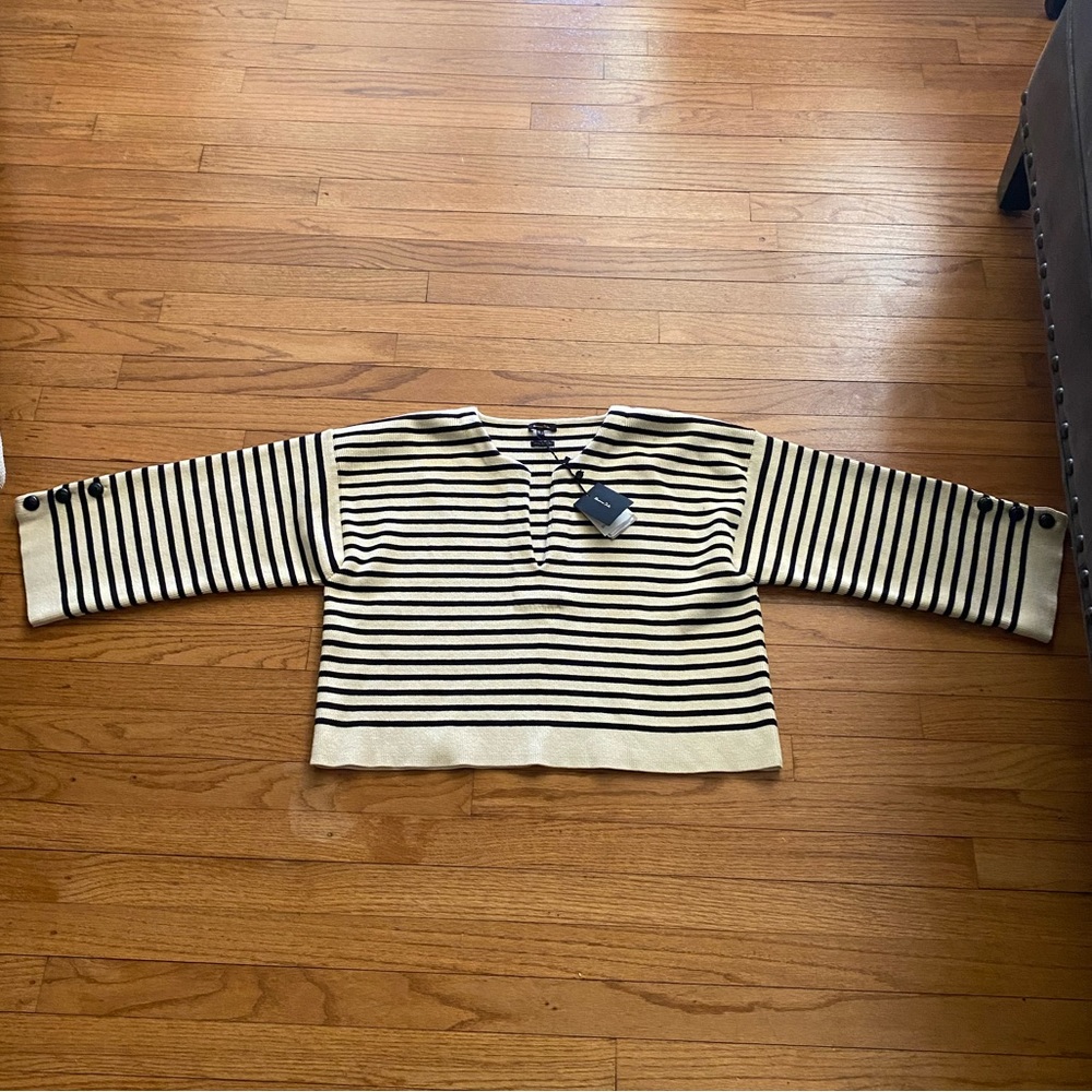 NWT Massimo Dutti STRIPED SWEATER WITH BUTTON DETAILS - Picture 7 of 14
